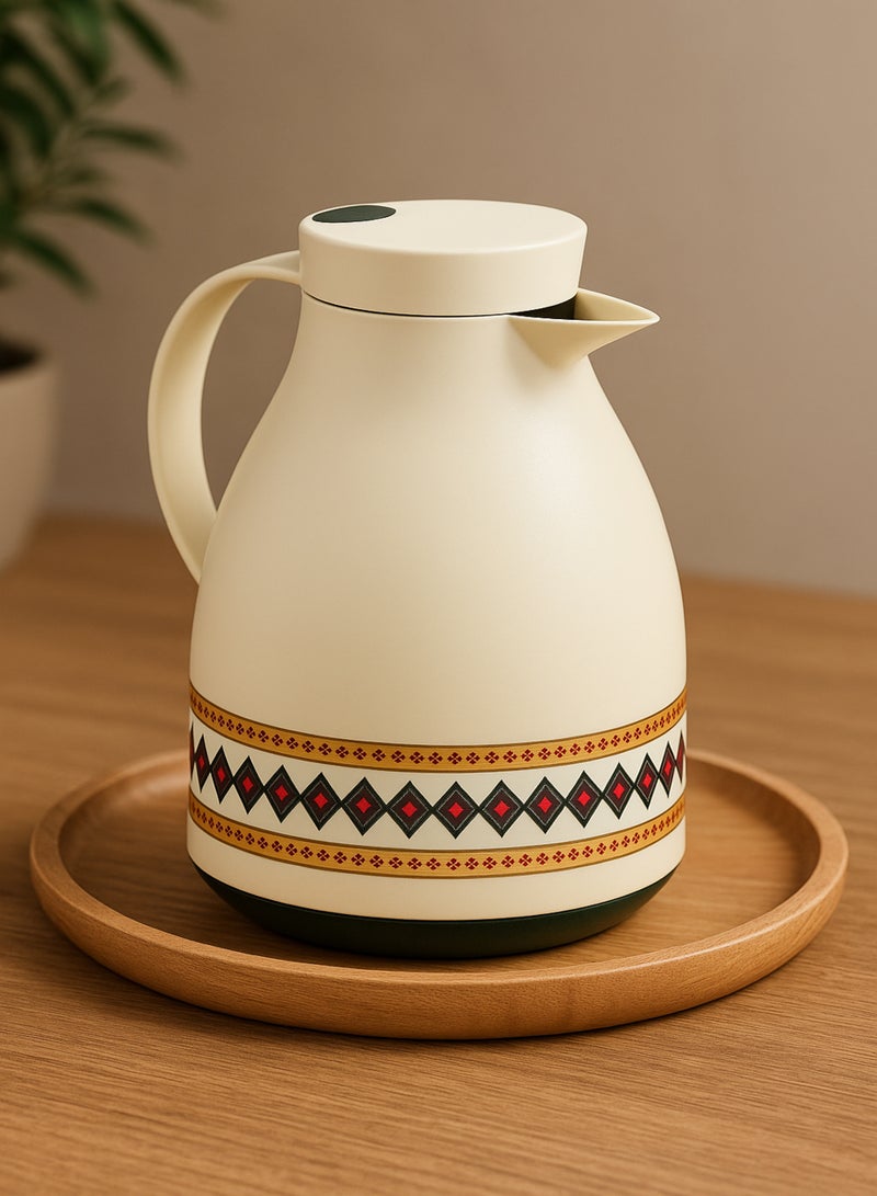 BASURRAH Saudi Heritage Thermal Coffee and Tea Flask – 1L Capacity with Traditional Decorative Design – Long-Lasting Heat Retention and Elegant Style for Majlis and Hospitality – Saudi Coffee Edition - Image 3