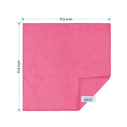 HOMEXCEL Pink Microfiber Cleaning Cloth 24 Pack Cleaning Towels for Kitchen Lint Free ScratchFree Highly Absorbent and Reusable Cleaning Rags for House Window and Glass Cars 115 X115 inch - Image 3