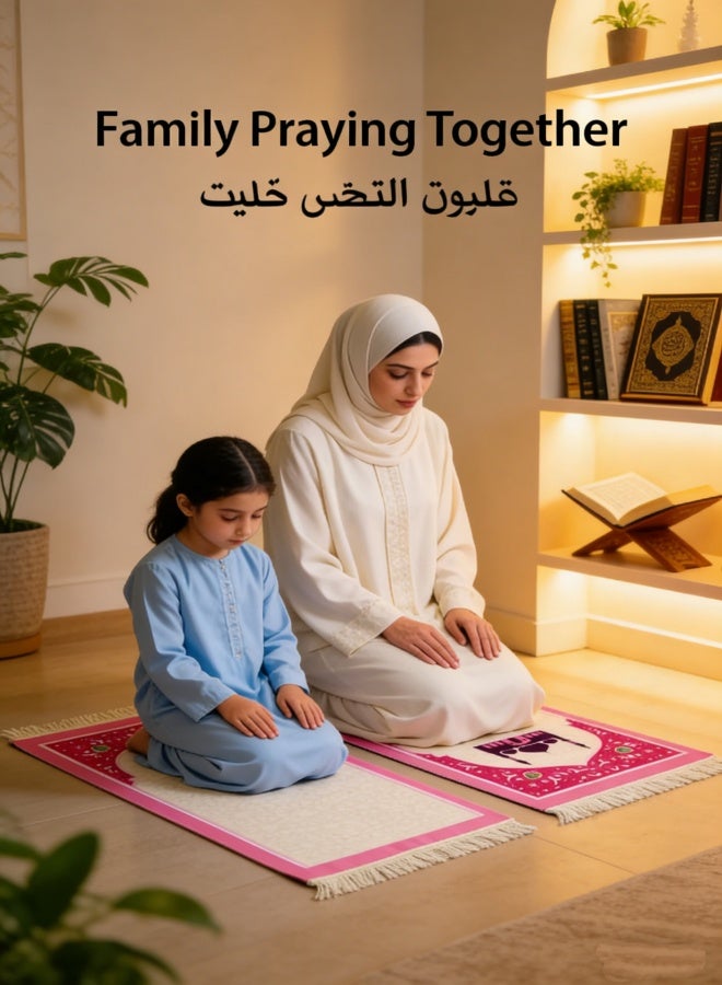 Portable Children's Prayer Mat Set in Pink, Includes Carry Case, Tasbih & Toy, Easy to Clean, 90 cm x 45 cm - Image 4