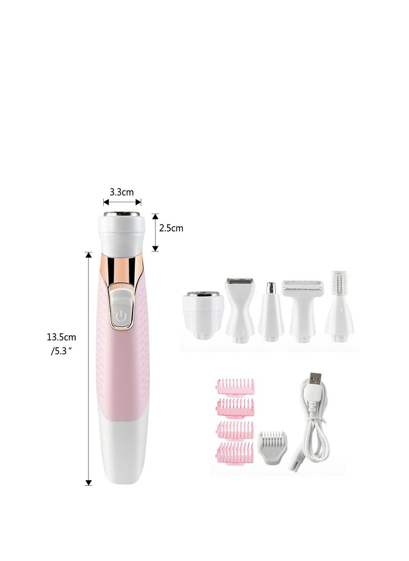 Generic - Electric Razor for Women, 5 in 1 Lady Shaver for Eyebrow Razor/Nose Hair Trimmer/Public Bikini Trimmer/Facial Body Leg Hair Removal,Wet and Dry Use Women Shavers with USB Rechargable - Image 1