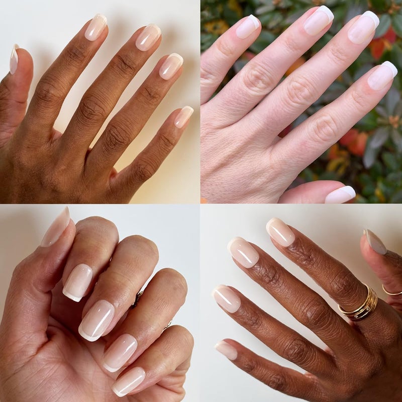 Olive & June Instant Mani Press-On Nails (Glue) | 42 Fake Nails, 21 Sizes | Non-Toxic, Long-Lasting Recycled Materials Realistic Look | Spring Flowers & Patterns | Medium, Squoval | Classic French - Image 4