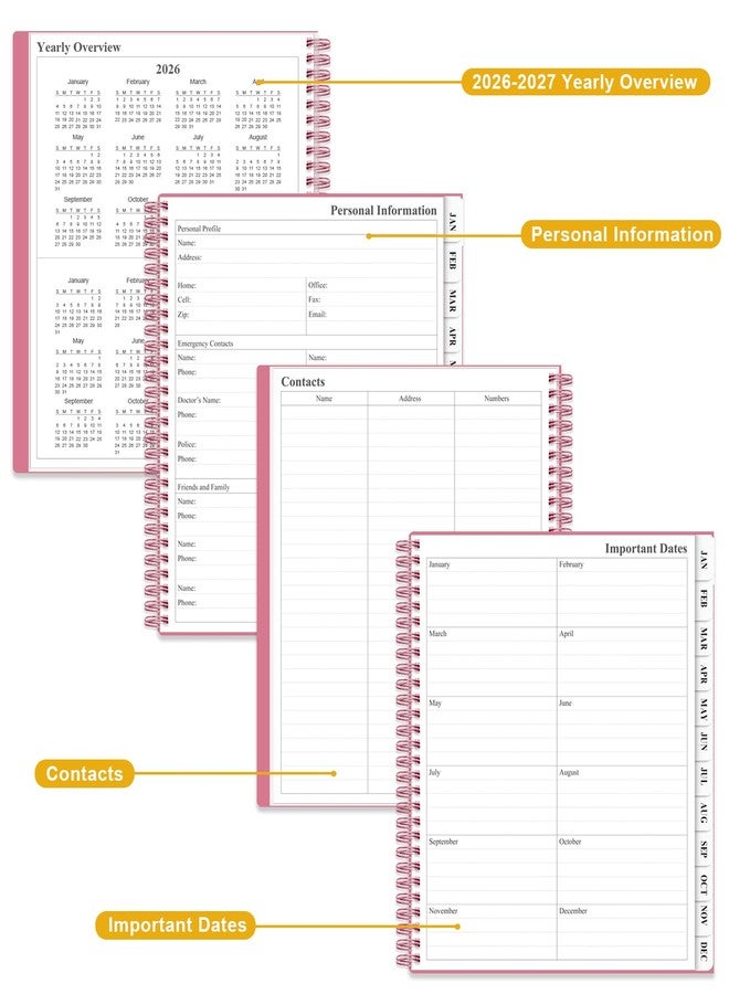 Tuun Fuplan Planner 2026 - Weekly & Monthly Planner from January 2026 to December 2026, Agenda 2026 with Inner Pocket, Elastic Band, 8.5" x 11", Pink - Image 5