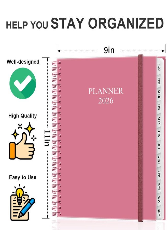 Tuun Fuplan Planner 2026 - Weekly & Monthly Planner from January 2026 to December 2026, Agenda 2026 with Inner Pocket, Elastic Band, 8.5" x 11", Pink - Image 2