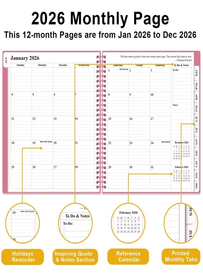 Tuun Fuplan Planner 2026 - Weekly & Monthly Planner from January 2026 to December 2026, Agenda 2026 with Inner Pocket, Elastic Band, 8.5" x 11", Pink - Image 3