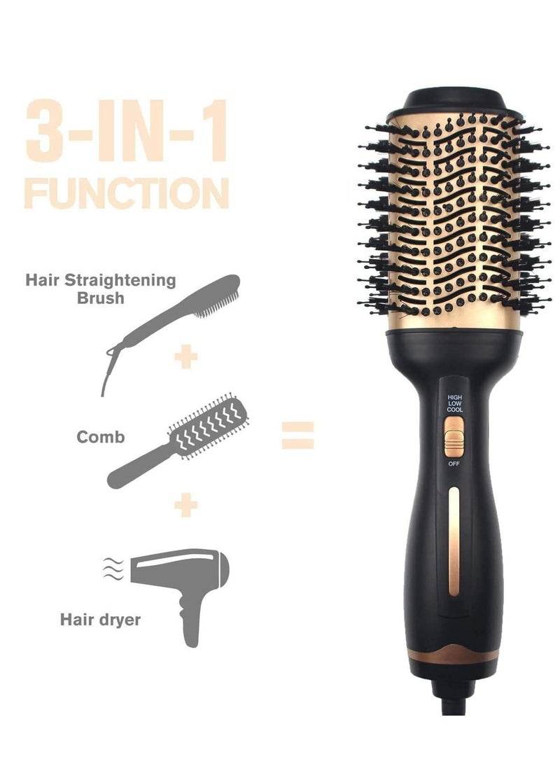 Hot Air Brush,Hair Dryer Brush, Professional Hair Dryer & Volumizer 3 in 1 Upgrade Anti-Scald Negative Ionic Technology Hair Straightener Brush,Salon Negative Ion Ceramic Electric Blow Dryer  - Image 4