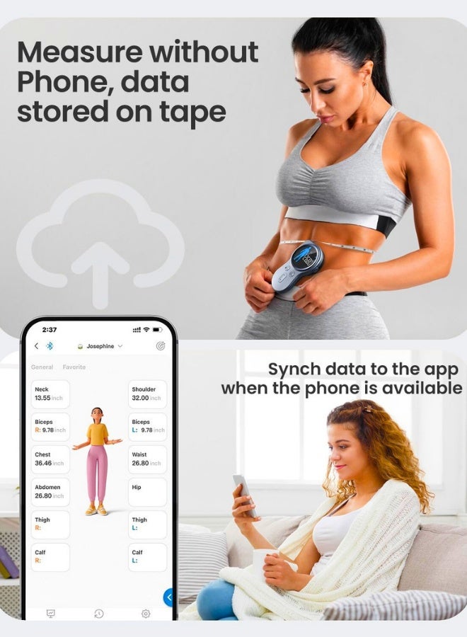 Chase Up Upgraded Body Measure Tape - Enhanced Tool for Monitoring Weight Loss, Muscle Gain, and Fitness Progress， Digital Smart Retractable Tape Measures in Both Inches and Centimeters with Precision - Image 2