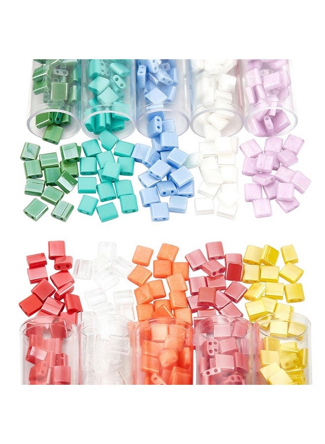NBEADS 760 Pcs Tila Beads 5 * 4.5~5mm, 2-Hole Glass Seed Beads Spacer, 10 Colors Square Beads Japanese Glass Tila Beads for Jewelry Making Christmas Bracelet Necklace Earring - Image 1