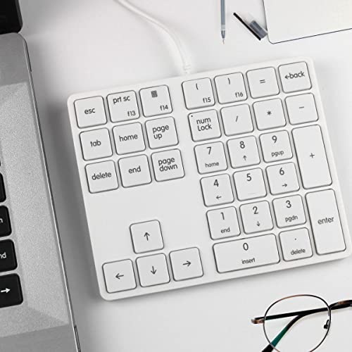 Merdia Numeric Keypads Wired Numpad 34 Keys External Mini Slim Keyboard Magic Force for Financial Cashier Securities-White | Laptop Accessories | Num Pad | Number keypad for Laptop | Work Keyboard - Image 4
