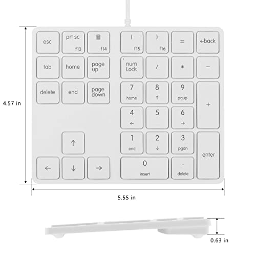 Merdia Numeric Keypads Wired Numpad 34 Keys External Mini Slim Keyboard Magic Force for Financial Cashier Securities-White | Laptop Accessories | Num Pad | Number keypad for Laptop | Work Keyboard - Image 2