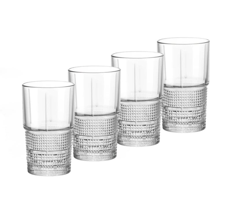 Bormioli Rocco Bartender Novecento 1375 oz Stackable HiBall Drinking Glass for Mixed Cocktails Clear Set of 4