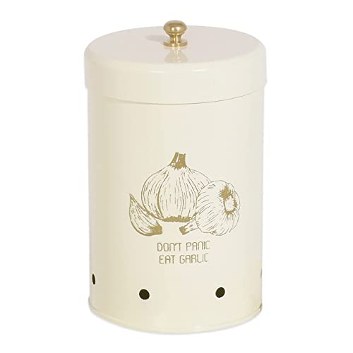 Elan Metal Country Garlic Storage Bin Ideal for Kitchen Cabinet Racks Vegetable Organizer for Kitchen, Storage Capacity 500g (Off White, 11.5X11.5X17 cm) - Image 3
