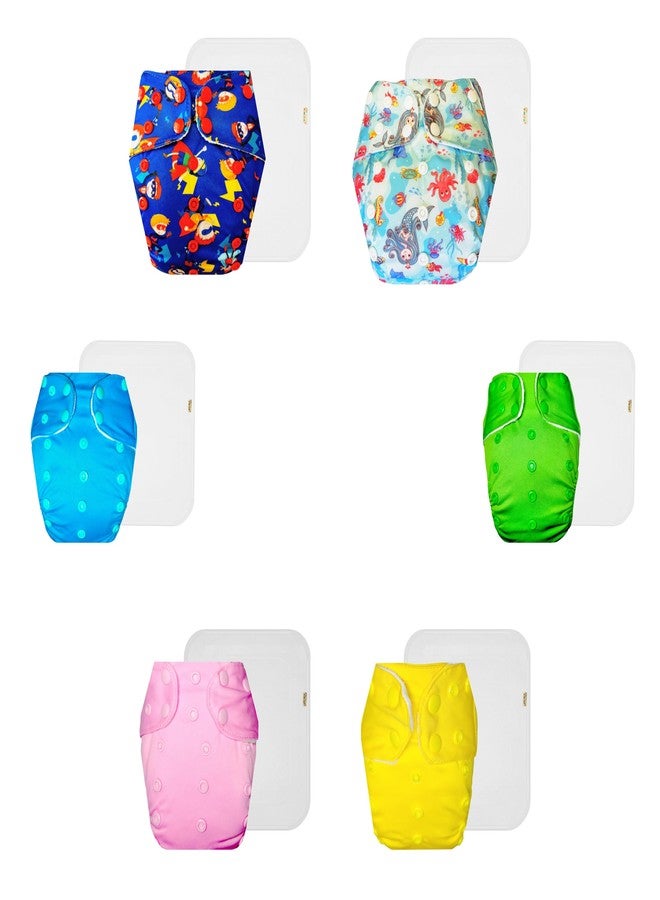حفاضات دمبلدو القماشية الممتازة مع حشوة قطنية (عبوة من 6 قطع) | ملائمة محكمة | مانعة للتسرب | أزرار كبس قابلة للتعديل | مصممة من قبل الأمهات | من 3 أشهر إلى 3 سنوات | للجنسين - Image 1