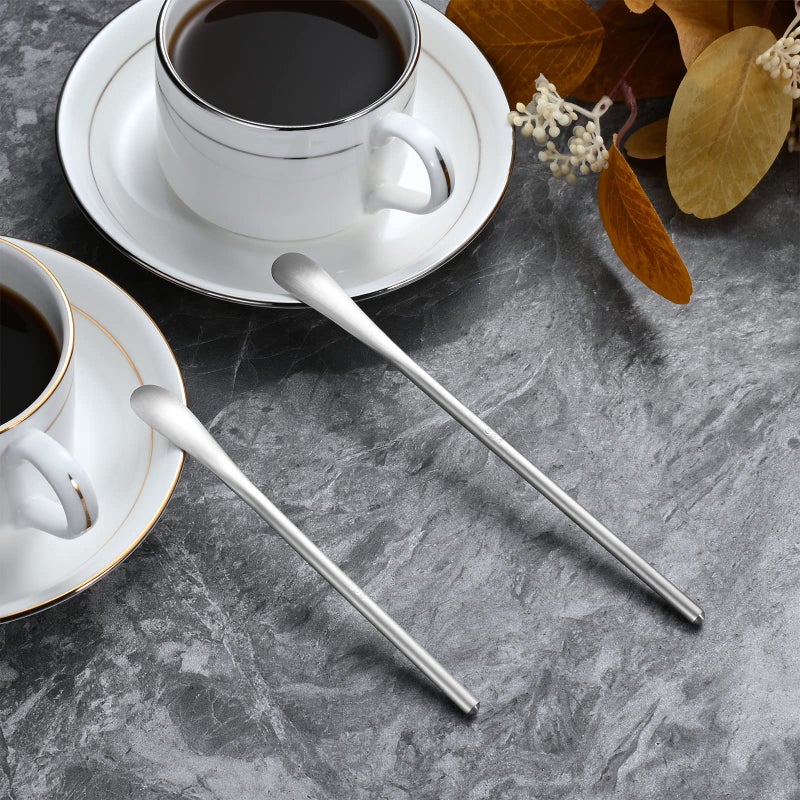 Bidponds 5Inch/12.8cm Coffee Stirrers Spoon,Silver Stainless Steel 304# Coffee Stir Sticks,Round Solid Handle Cocktail Beverage Iced Tea Stirring Stick,Drink Mixing Spoon,Set of 4 - Image 4