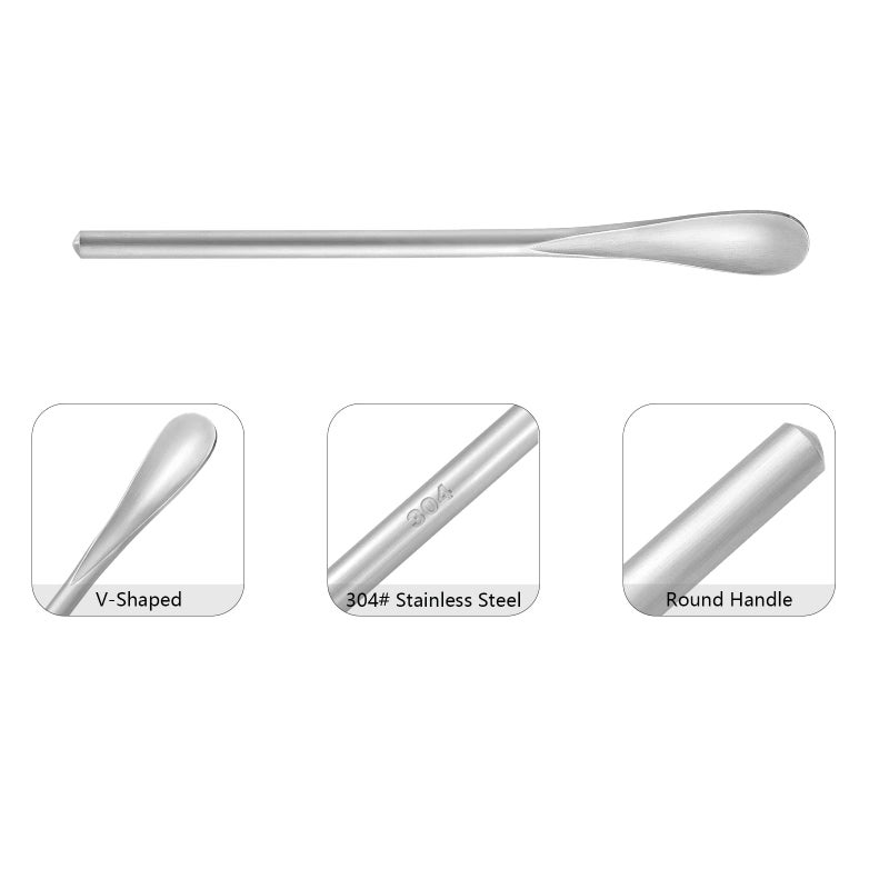 Bidponds 5Inch/12.8cm Coffee Stirrers Spoon,Silver Stainless Steel 304# Coffee Stir Sticks,Round Solid Handle Cocktail Beverage Iced Tea Stirring Stick,Drink Mixing Spoon,Set of 4 - Image 3