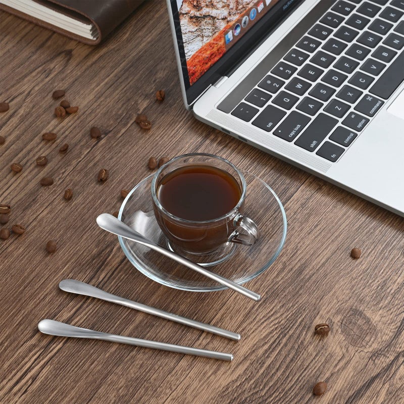Bidponds 5Inch/12.8cm Coffee Stirrers Spoon,Silver Stainless Steel 304# Coffee Stir Sticks,Round Solid Handle Cocktail Beverage Iced Tea Stirring Stick,Drink Mixing Spoon,Set of 4 - Image 5