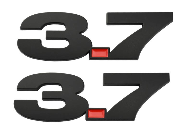 CDD 2pcs 3.7 Fender Side Emblems Badge 3D Decal Sticker Replacement for Mustang (Black) - Image 1