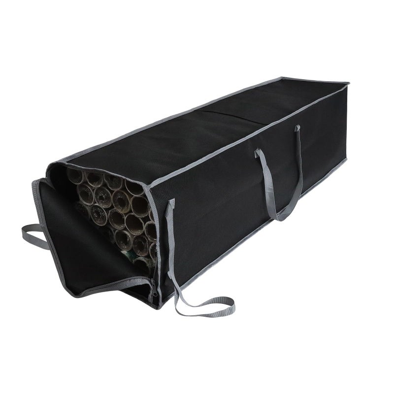 Demao Large Wrapping Paper Storage Bag â€“ 41" Christmas Gift Wrap Organizer with Reinforced Handles, Holds 25 Rolls â€“ Black & Gray Two-Tone Design, Dustproof & Stain-Resistant for wrap paper Storage - Image 1