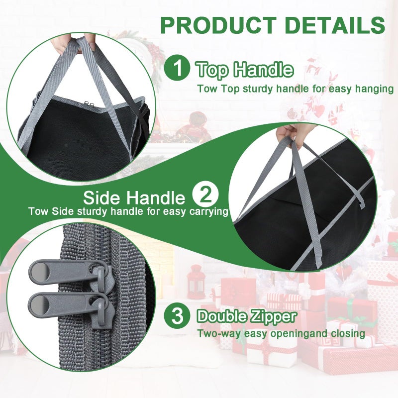 Demao Large Wrapping Paper Storage Bag â€“ 41" Christmas Gift Wrap Organizer with Reinforced Handles, Holds 25 Rolls â€“ Black & Gray Two-Tone Design, Dustproof & Stain-Resistant for wrap paper Storage - Image 3