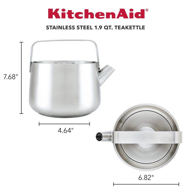 KitchenAid Teakettles Stainless Steel Whistling Teakettle, 1.9 Quart - Brushed Stainless Steel - Image 2