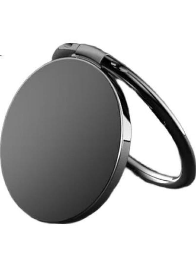 Maikuqi Phone Ring Holder, Metal Desktop Bedside Lazy Stand, Compatible With Apple Huawei Android Xiaomi, Can Be Used With Car Magnetic Mount, Black + Silver - Image 1