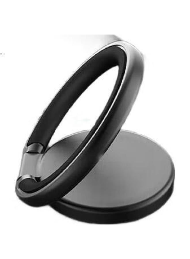 Maikuqi Phone Ring Holder, Metal Desktop Bedside Lazy Stand, Compatible With Apple Huawei Android Xiaomi, Can Be Used With Car Magnetic Mount, Black + Silver - Image 2