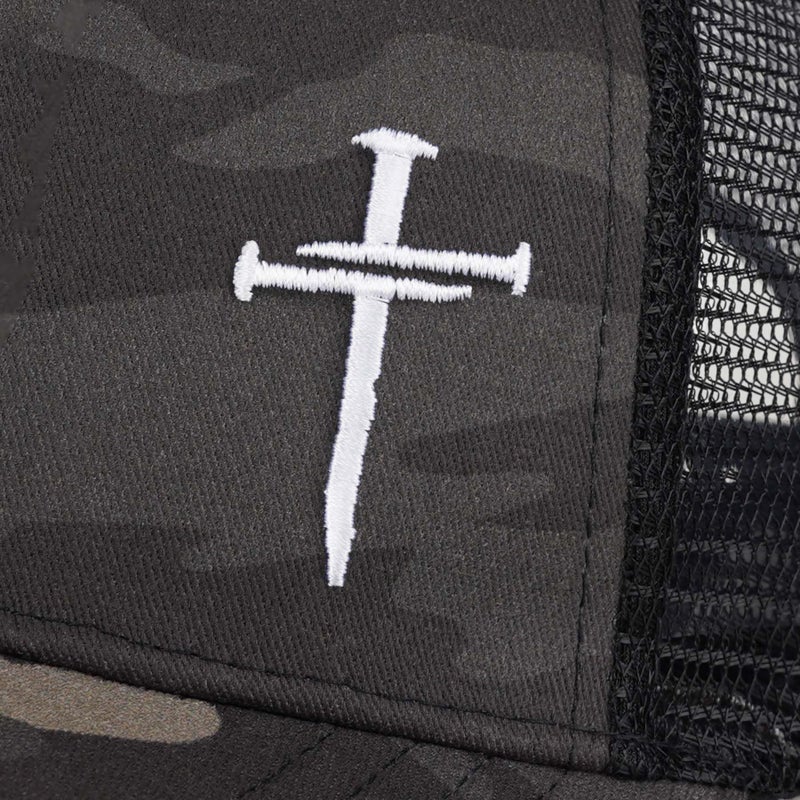 THIN MOUTH Christian Jesus Cross Hat - Faith Hats for Men Women - Religious Gifts for Thanksgiving Christmas - Cross Camo Grey - Image 3