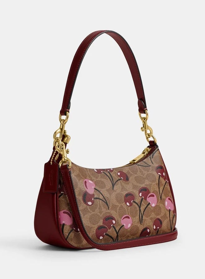 كوتش اوت ليت حقيبة كتف كوتش تيري من قماش مميز بطبعة الكرز، حقيبة يد نسائية، حقيبة هوبو نسائية، حقيبة توت نسائية، حقيبة سفر نسائية. - Image 3