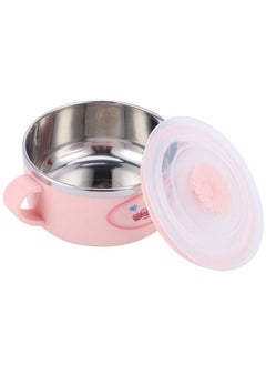 Zerodis Zerodis 304 Stainless Steel Toddler Bowl, Double Layer Heat Insulation Cartoon Bowl with Lid and Handles Feeding Tableware Dishes Bowl()  - Image 2