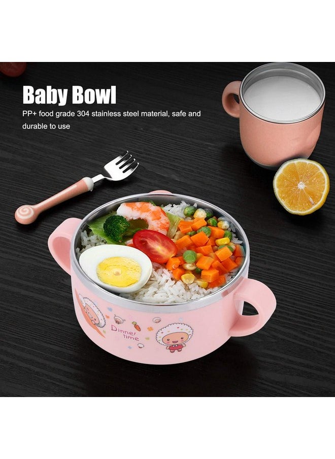 Zerodis Zerodis 304 Stainless Steel Toddler Bowl, Double Layer Heat Insulation Cartoon Bowl with Lid and Handles Feeding Tableware Dishes Bowl()  - Image 4