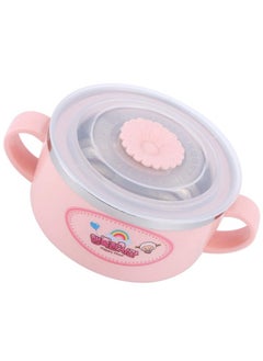 Zerodis Zerodis 304 Stainless Steel Toddler Bowl, Double Layer Heat Insulation Cartoon Bowl with Lid and Handles Feeding Tableware Dishes Bowl()  - Image 5