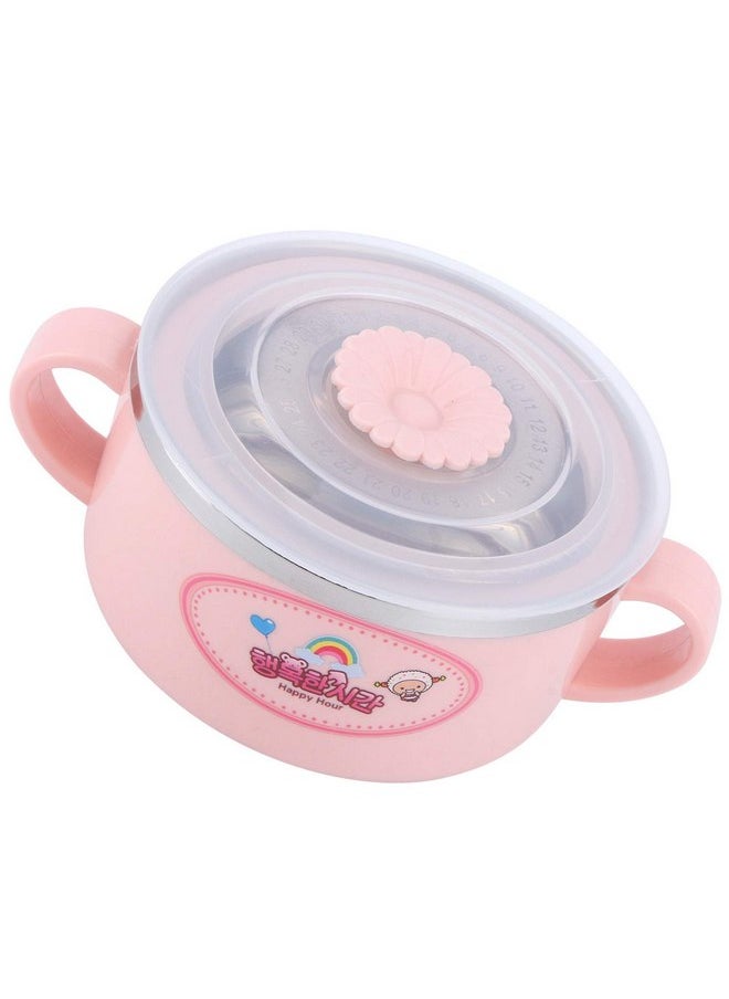 Zerodis Zerodis 304 Stainless Steel Toddler Bowl, Double Layer Heat Insulation Cartoon Bowl with Lid and Handles Feeding Tableware Dishes Bowl()  - Image 5