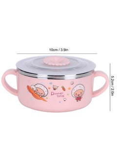 Zerodis Zerodis 304 Stainless Steel Toddler Bowl, Double Layer Heat Insulation Cartoon Bowl with Lid and Handles Feeding Tableware Dishes Bowl()  - Image 3