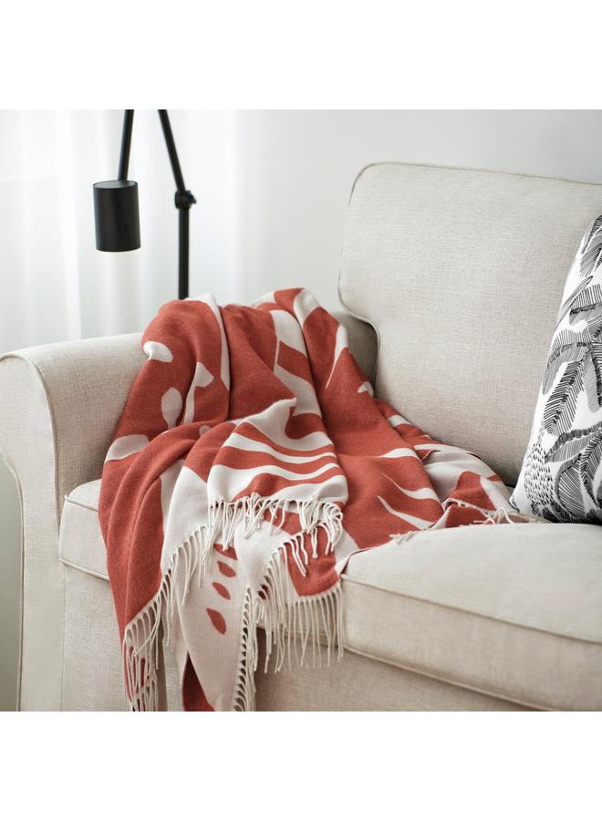 erorex Throw, orange/floral pattern, 130x170 cm - Image 2