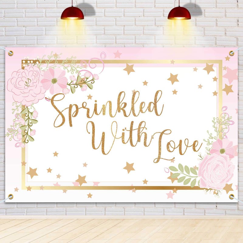 PAKBOOM Sprinkled with Love Backdrop Banner Baby Shower Party Decorations for Boy Girl 6x4ft