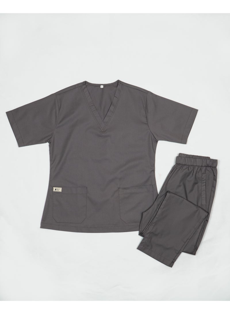 Nanny Tag V-Neck Scrub Suit | Premium Stretchable Medical Uniform with Utility Pockets - Image 1