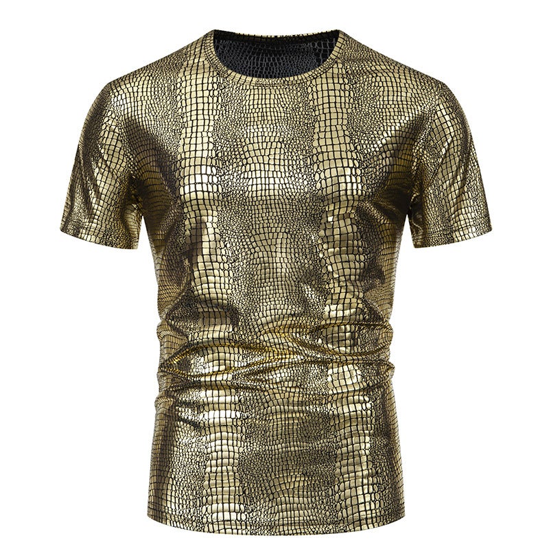 Men'S Party Stage Glossy Short-Sleeved Round Neck T-Shirt 017P30 - Image 1
