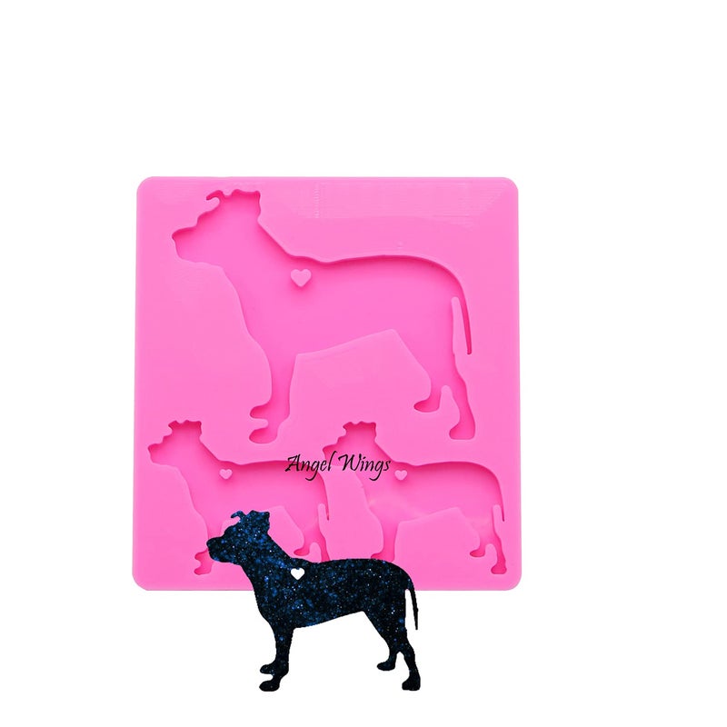 Angel Wings Shiny Glossy Dog Family Silicone Mold Animal Style Keychain Polymer Clay Mold DIY Handmade Necklace Epoxy Resin Jewellery Silicone Mold Resin Crafting Molds Keychains Pendant Mould