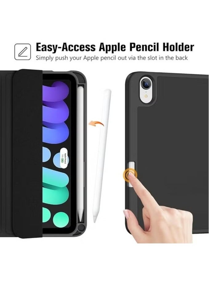 ACLIX iPad Mini 7 Case 2024 – A17 Pro 8.3-Inch 7th Generation Case with Pencil Holder, Trifold Stand, and Soft TPU Back, Black - Image 3