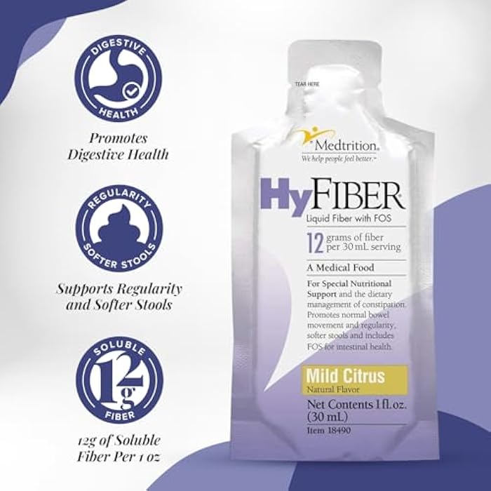 Medtrition HyFiber Daily Liquid Fiber for Regularity and Soft Stools, 12 Grams Soluble Fiber, 1 fl oz 25 Pack - Image 4