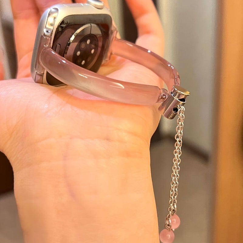لون أرجواني - سوار ساعة يدوي بنقشة عين القطة متوافق مع Apple Watch 38 و 40 و 42 و 44 و 45 و 46 و 49 مم Ultra - Image 3