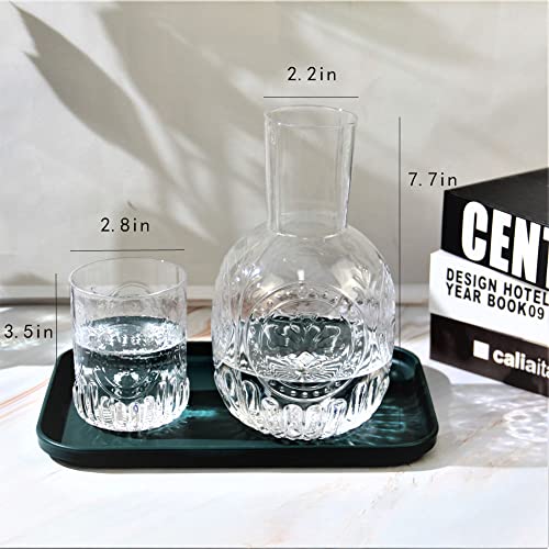 RockTrend Retro Clear Glass Bedside Night Water Carafe with Tumbler Glass, Relief Glass Pitcher And Cup Night Set - Image 2