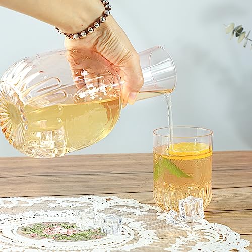 RockTrend Retro Clear Glass Bedside Night Water Carafe with Tumbler Glass, Relief Glass Pitcher And Cup Night Set - Image 4