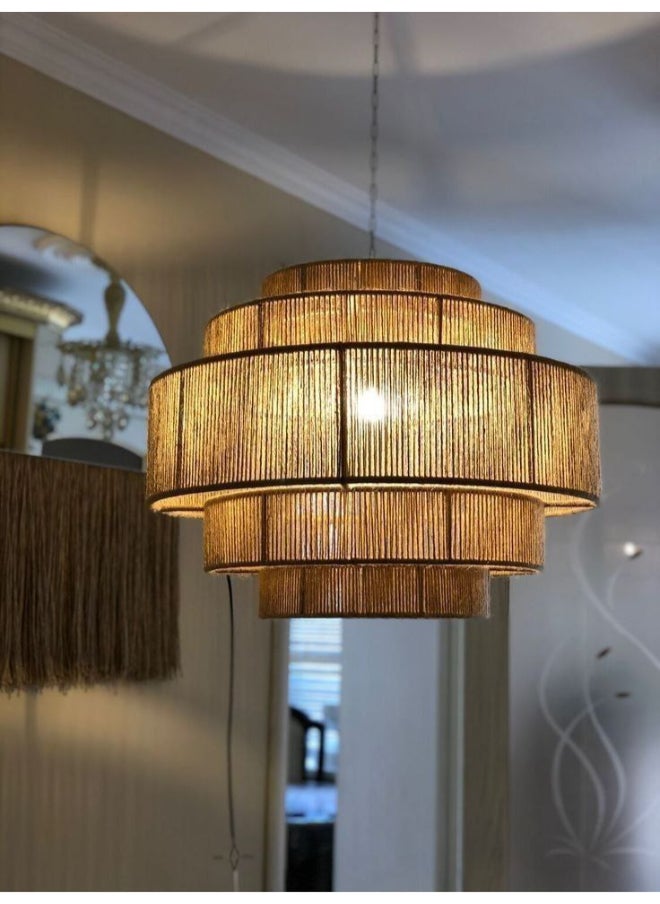 tbshomelamp Jute-Boho Celling Lighting Beige  50x60 cm 