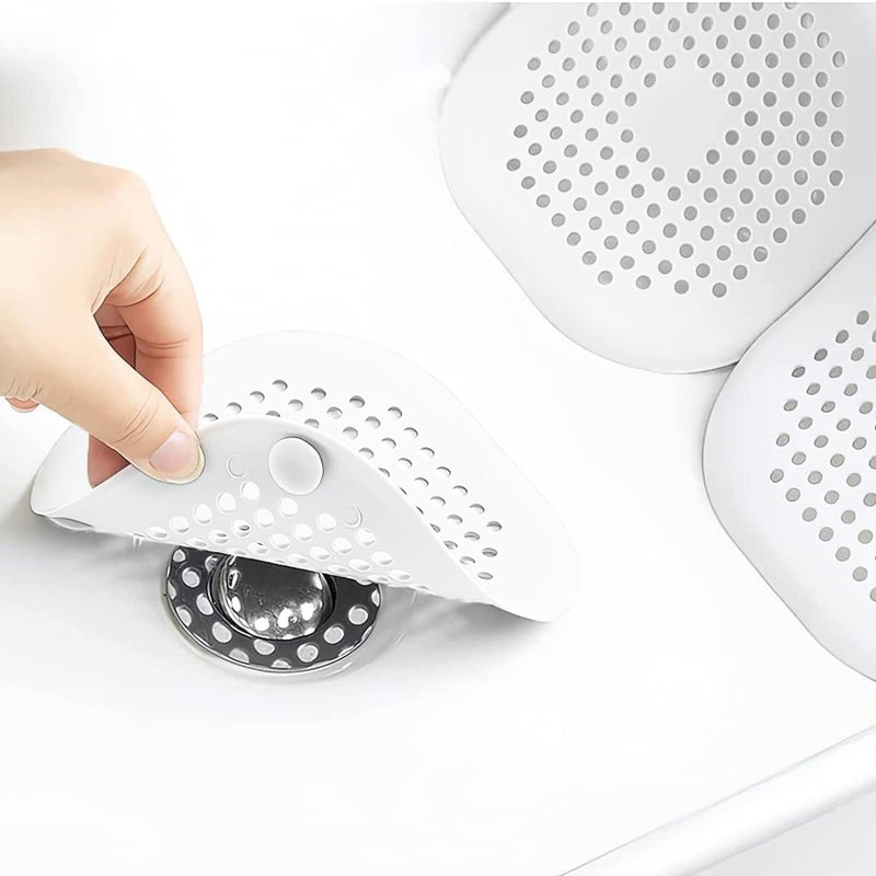 Philbinden 2 Pieces Shower Drain Hair Catcher Bathtub Stopper Home Drain Protectors Drain Cover With Sucker Water Trap Sink Cover For Bathroom Bathtub And Kitchen (White White) - Image 1