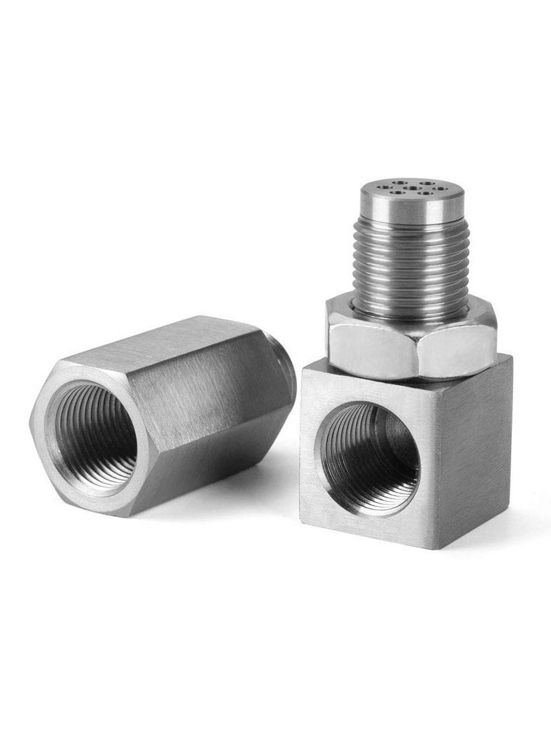 SYOSI - O2 Oxygen Sensor Spacer 90 Degree Stainless Oxygen Sensor Spacer Connector Adapter Right-Angle Connector Adapter Screw Connector Plug Fitting M18 x 1.5 Accessory Plug 45mm - Image 1