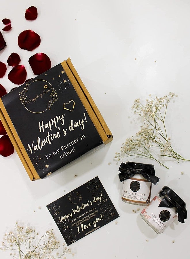 Wrapped up Love Valentines Day Mini Scented Candles Gift Box - (Pack of 2) (Black) v1 - Valentines Day Gift - Image 1