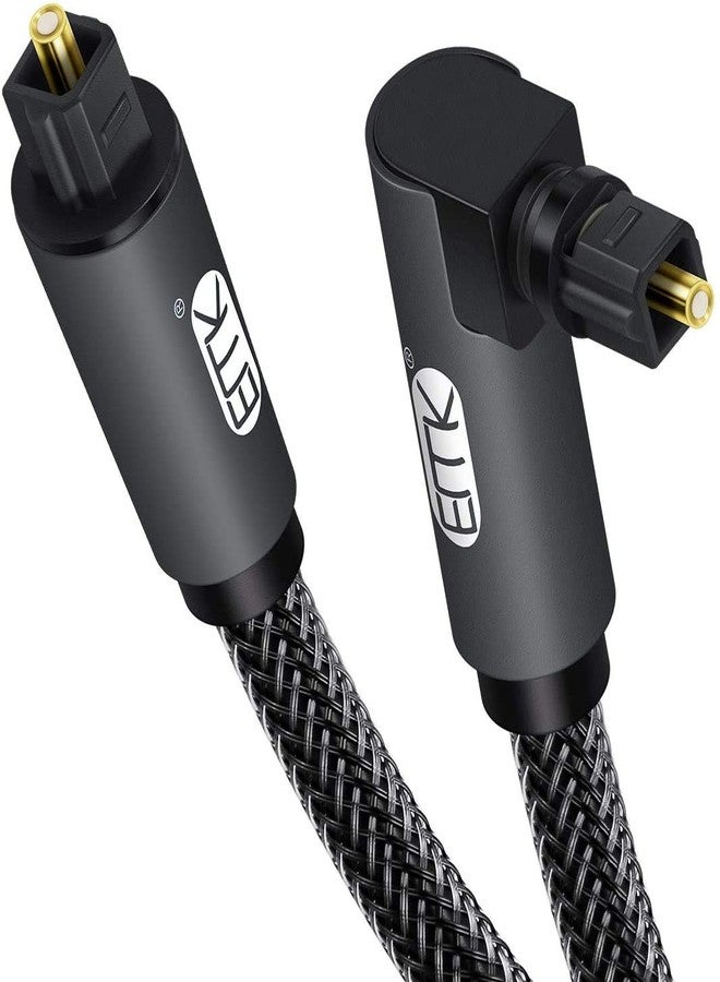 EMK 90 Degree Toslink Optical Cable 360 Degree Free-Rotating Plug Fiber Optic Cable S/PDIF Toslink Male to Male Cable for Home Theater, Sound Bar, TV, PS4, Xbox,Grey (3.3ft/1m) - Image 1