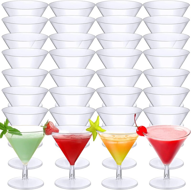 100 Pack Clear Plastic Martini Glasses 2oz Disposable Cocktail Glasses Mini Dessert Cups Shooter Shot Glasses for Parties Wedding Events, Cocktails Parties - Image 1