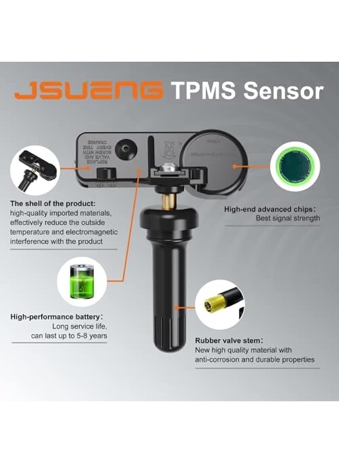 Topleo TPMS Sensor, 315Mhz Tire Pressure Monitoring Sensors Compatible with Ford F150.F250.F350.Explorer.Focus.Fusion, Lincoln MKZ, 4 PCS Replaces#DE8T-1A180-AA 9L3Z-1A189-A TPMS12 - Image 4