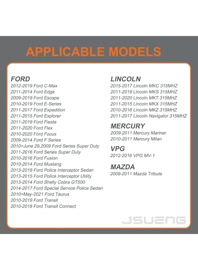 Topleo TPMS Sensor, 315Mhz Tire Pressure Monitoring Sensors Compatible with Ford F150.F250.F350.Explorer.Focus.Fusion, Lincoln MKZ, 4 PCS Replaces#DE8T-1A180-AA 9L3Z-1A189-A TPMS12 - Image 2